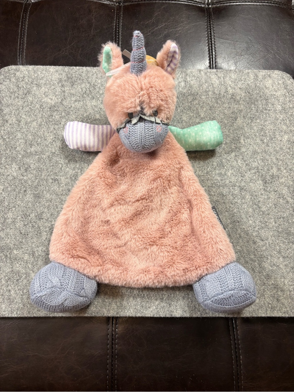 Demdaco Unicorn Lovey Pink‎ Plush Security Blanket Baby Toy